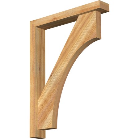 Ekena Millwork Westlake Block Rough Sawn Bracket w/ Offset Brace, Western Red Cedar, 4"W x 24"D x 32"H BKT0402X24X32WTL05RWR